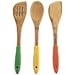 Wooden Set Of Kitchen Accessories - 3 Kitchen Wooden Spoons Set - Colorful Silicone Handle - Wooden Spoons Bamboo Utensils Set With Kitchen Spatula Turner - Cooking Utensils Set - Kitchen Tools Set