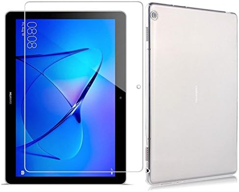 SOCINY (2 in 1 Pack) Transparent TPU Silicone Case Protective Cover +9H screen protector for Huawei MediaPad T5 10