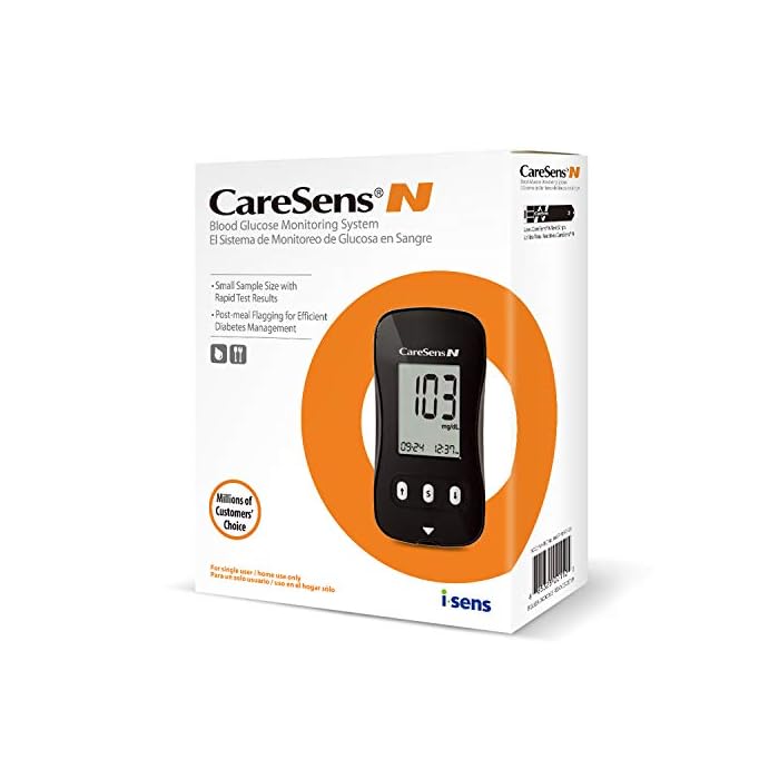 CareSens N Blood Glucose Monitor Kit with 100 Blood Sugar Test Strips, 100 Lancets, 1 Blood