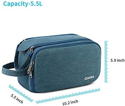 Gonex Travel Toiletry Bag with Dual-Way Zippers Dopp Kit for Men Women Toiletries Makeup Bag Cosmetic Organizer Shaving Bag for Business Trip (Blue) 8 Gonex Travel Toiletry Bag with Dual-Way Zippers Dopp Kit for Men Women Toiletries Makeup Bag Cosmetic Organizer Shaving Bag for Business Trip (Blue)