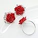 AngHui ShiPin 10pcs Red Rose Decorative Silver Napkin Ring Serviette Holder for Wedding Party Dinner Table Decor Many Color Available for Christmas Table