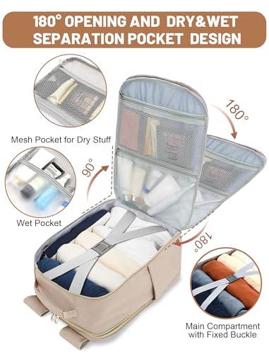 MOCOCITO Airplane Cabin Travel Backpack 40 x 20 x 25, Travel Bag for Ryanair EasyJet Hand Luggage Backpack Travel Backpack Unisex Waterproof 20L, Apricot/Brown, Fashion