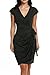 Women's Classic Cap Sleeve V-Neck Draped Tie-Belt Cocktail Wrap Dress Black XX-Large