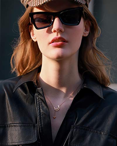 ZEGL Dainty Moon Star Necklaces for Womens Girls 18K Gold Plated Pendant Necklace Simple Gifts