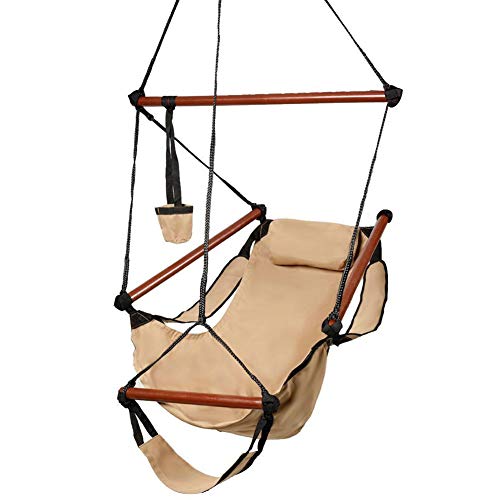 Blacgic Hanging Chair Deluxe Hammock Swing Seat for Indoor and Outdoor,Solid Wood Bars