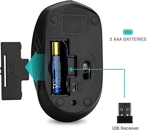 Rii Wireless Mouse 1000DPI for PC, Laptop, Windows,Office Included Wireless USB dongle (Black+Pink)