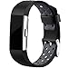 Maledan Replacement Sport Bands with Air Holes Compatible for Fitbit Charge 2, Black/Gray, Large