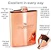 Copper Flask for Liquor for Men: 8oz Flask + Funnel + Pouch + Deluxe Gift Box Set. Copper Gifts for 7th Anniversary for Him. Men's Hip Flask. Engraved WellDeserved