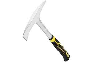 CKJSJ Welding chipping hammer, 27-ounce slag removal tool with forged steel construction and shock-absorbing handle, slag hammer, welder's hammer, rock pick, forged brick hammer. (yellow)
