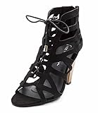 Free Reign Women's Wide Width Cut Out Lace Up Ghille Bootie Heel Sandal
