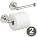 mDesign Modern Metal Toilet Tissue Paper Roll Holder and Dispenser for Bathroom Storage - Wall Mount, Holds and Dispenses One Roll, Mounting Hardware Included - 2 Pack - Satin