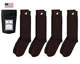 Boldfoot Socks - Mens Cotton Premium Quality Solid Color Dress Socks Gift 4-Pack, Made in America (4 Pairs, Brown)