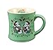 Vandor Disney Mickey & Minnie Mouse Holiday 12 Ounce Fluted Ceramic Mug, Green