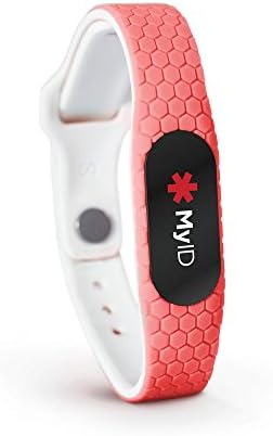 MyID Hive Medical ID - Store Medical Information for Free - Super Comfortable Silicone Material - Perfect for Those with Diabetes, Autism, Etc - Fits Kids & Adults - Black Pod (Coral S/M)