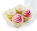Chefible 4 Cupcake Container - Set of 25 | Four Cavity Plastic Disposable Cupcake Box, High Dome, Extra Sturdy and Stackable!