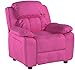 Flash Furniture Charlie Vinyl Kids Recliner with Flip-Up Storage Arms and Safety Recline, Contemporary Reclining Chair for Kids, Supports up to 90 lbs., Hot Pink