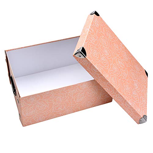 NBHUZEHUA Collapsible Stackable Cardboard Storage Boxes with Lids for Bedroom Home Office Decorative Pink Rose