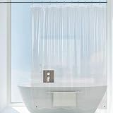 Caitlin White Clear PEVA Shower Curtain Liner, Waterproof, Odorless, Eco Friendly, 72x72 Inches with Magnets
