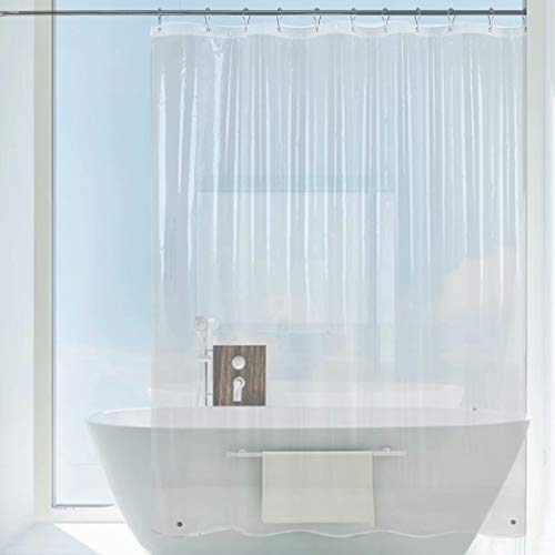 Caitlin White Clear PEVA Shower Curtain Liner, Waterproof, Odorless, Eco Friendly, 72x72 Inches with Magnets