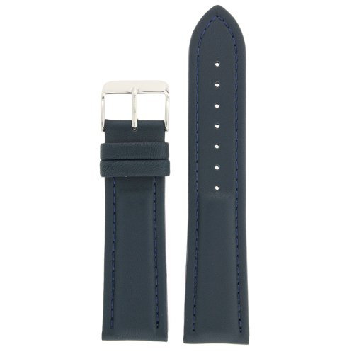 Watch Band Genuine Leather Soft Navy Blue Padded Mens 22 millimeter Tech Swis