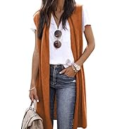 ZXZY Women Casual Sleeveless Open Front Tunic Vest Long Cardigan Tops Coat