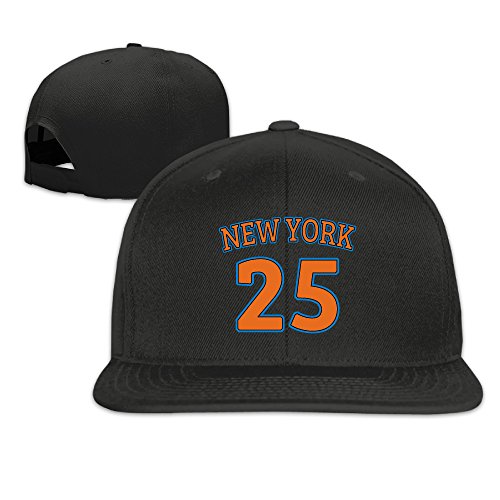 LINNA Custom Unisex New York #25 Basketball Player Flat Bill Hiphop Caps Black