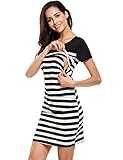 Zeagoo Womens Maternity Nursing Striped Patchwork Slim Pencil Dresss for Breastfeeding