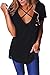 Pxmoda Women's Short Sleeve Swag Cross Front Ripped Tee T Shirt Tops (2XL, Black)