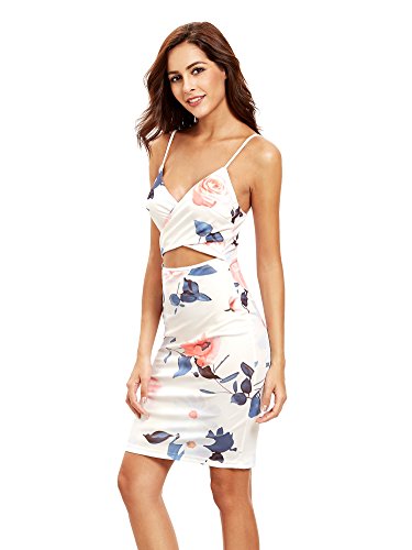 Floerns Women's Sexy Spaghetti Strap Pencil Dress White S