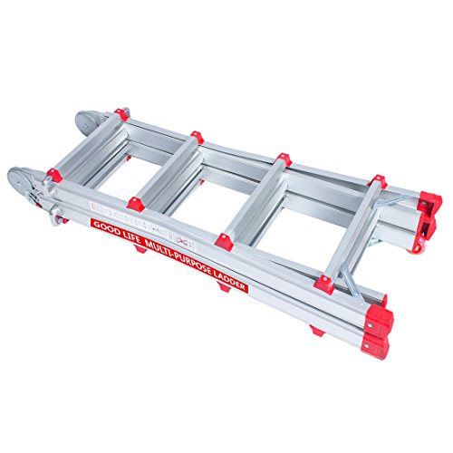 GOOD LIFE EN131 4X4 Step 13 Foot Telescoping Multi-Ladder Aluminum Extension Adjustable & Folding Multi-Use Multi-Position Ladder 300-Pound for Home HMI476 - Thumbnail 4