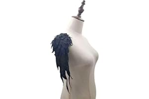 JRYYR Angel Wings Lace Applique, Embroidered Wings Sewing Wedding Dress Clothing Shoulder Applique 1 Pair (Black)