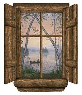 Amazon Com Log Cabin Window Fisherman S Dream Peel Stick Wall