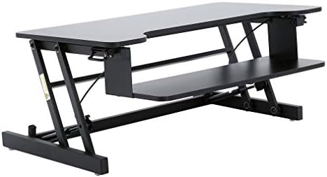 Compact Standing Desk Converter, 28 x 20 Inches, Height Adjustable Desk Riser for Dual Monitor or Laptop, Convert any Desk to a Stand Up Desk, Sit or Stand While Working, no Assembly Required (Black)