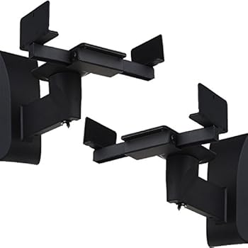 WALI Dual Side Clamping Bookshelf Speaker Wall Mounting Bracket for Large Surrounding Sound Speakers, Hold up to 55 lbs. (SWM201), Black