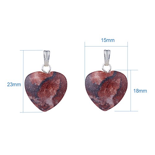 Fashewelry 20 Pieces Heart Shaped Natural Mixed Stone Pendants Charms Crystal Chakra Beads for DIY Necklace Jewelry Making - Thumbnail 5