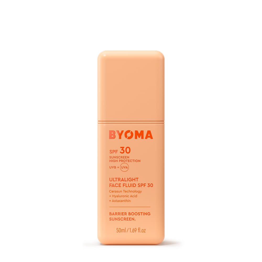BYOMA SPF 30 Face Fluid - Ultra-Lightweight Facial Sunscreen for All Skin Tones - Luminous Glow, No White Cast - SPF Moisturizer Strengthens Skin Barrier - 1.69 fl.oz