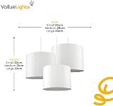 MiniSun Nesting Fabric Ceiling Light Shades Cream Pack of 3 S M L 30cm view 4