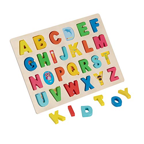 Joqutoys Wooden Alphabet Puzzle Toddlers Learning Upper Case Letters Blocks ABC Puzzles Educational Toys for Girl Boy Gifts