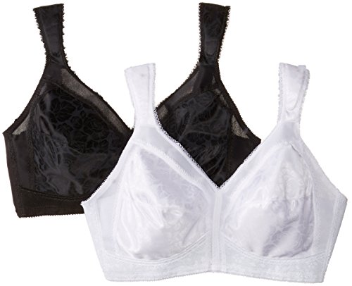 Playtex Women's 18-Hour Original Comfort-Strap Bra 2-Pack, Black/White,38C