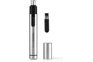 TOUCHBeauty Portable Nose Hair Trimmer, Painless Removal, Metal Cover, Mini Size, Battery Powered Nose Clipper, Silver TB-0656