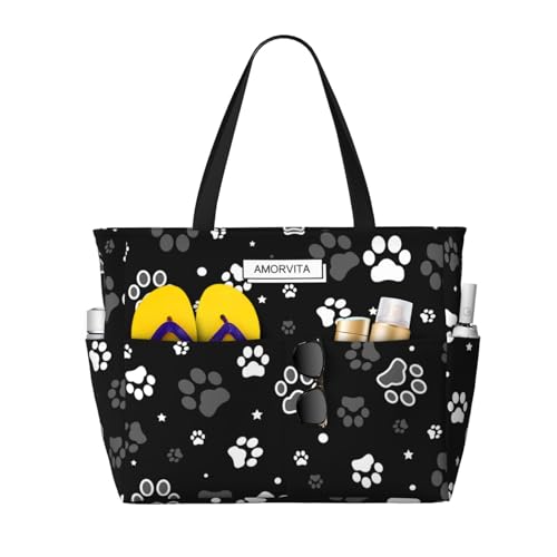 AMORVITA Large Travel Beach Tote Bag with Zipper Pockets Portable Lightweight Gym Bag Picnic Outdoor