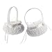 AmaJOY 5 inch Embroidered Petal Wedding Flower Girl Basket With Satin Rose Bowknot Wedding Ceremony Decor Wedding Party Decoration