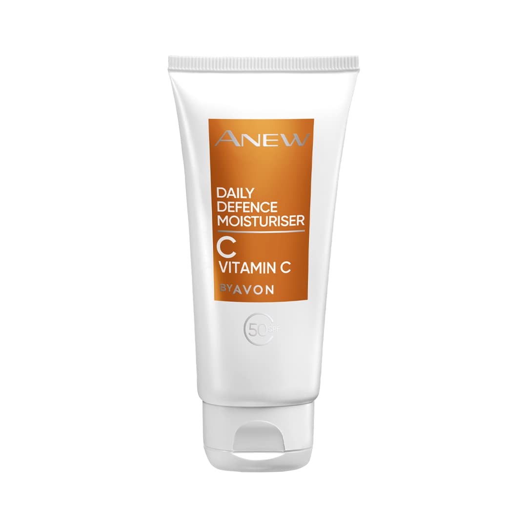 Avon Anew Daily Defence Vitamin C 50ml, SPF 50, Revitalises The Look Of Dull Skin With 24-hour Moisture, Non-Greasy and Oil-Free, Cruelty Free