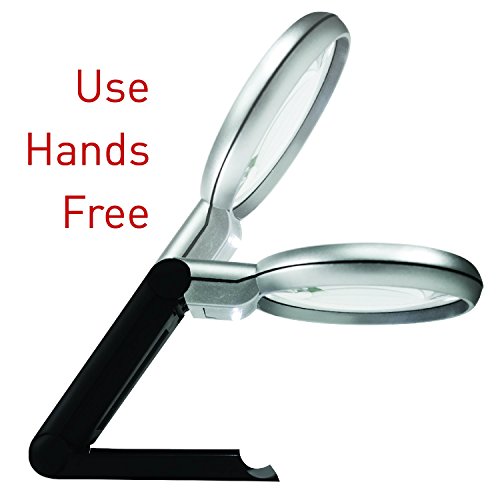 Securityman Hand Held Magnifying Glass with Light and Stand (2 Bright LEDs) 3X 5X Illuminated Magnifier Lens for Seniors, Reading, Macular Degeneration, Maps, Jewelry, Repair, Hobbies & Stamps, etc. - Thumbnail 5