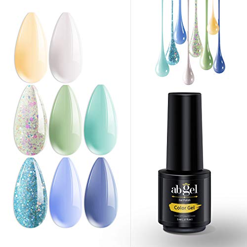ab gel Valentine's Day Series Colors Set - UV LED Soak Off Gel Polish Kit 8 Colors Yellow Oat Avocado Green Blue Manicure Kit Holiday Gift Set