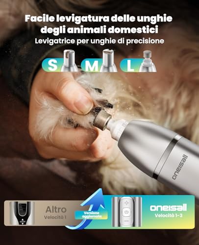 oneisall 4 in 1 Silent Dog Cat Clipper, Waterproof IPX7 Dog Shaver, Professional Cat Shaver, Trimmer and Sharpener for Body, Paws, Eyes, Ears, Face (White)