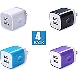 iHoto USB Wall Charger, 2.1A Universal Home Travel Dual USB Wall Plug Adapter Block Replacement for iPhone X/8/7/6S, Samsung Galaxy S8/S7 S6, Note4/5, iPad, Android, HTC, Google, Nokia-4 Pack
