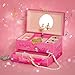 SONGMICS Ballerina Musical Jewelry Box for Little Girls, Faux Leather Music Box with Pullout Drawer, Pink Mermaid UJMC14PK