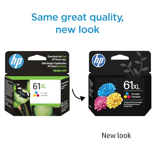 HP 61XL Tri-color High-yield Ink Cartridge | Works with Printer Series: DeskJet 1000, 1510, 2050, 2510, 2540, 3000, 3050, 3510; ENVY 4500, 5530; OfficeJet 2620, 4630 | Instant Ink Eligible | CH564WN