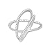 Beaux Bijoux Sterling Silver CZ Double X Off-Center Ring